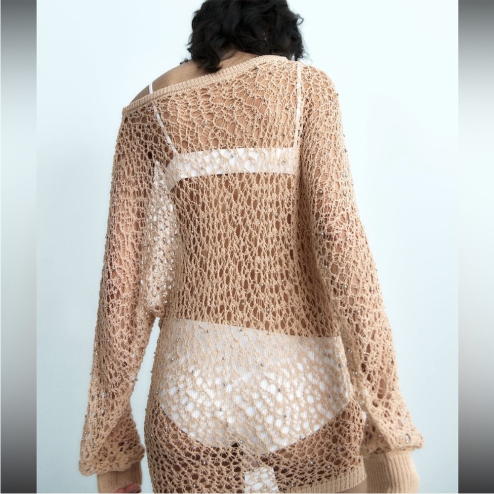ZARA POMPOM KNIT TOP - Picture 8 of 9